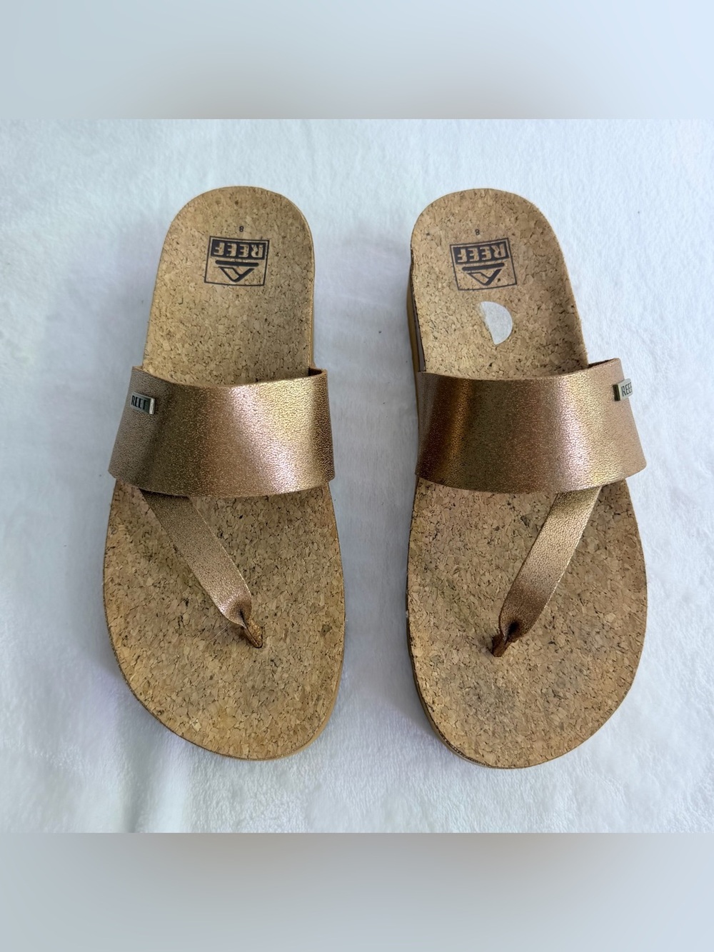 Reef Metallic Rose Gold Cork Platform Thong Sandal - Picture 4 of 9